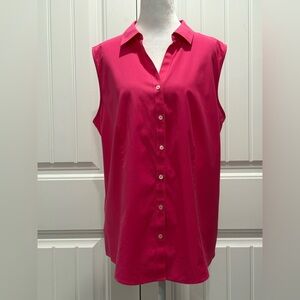 Talbots Sleeveless Button-Front Blouse in Fuchsia